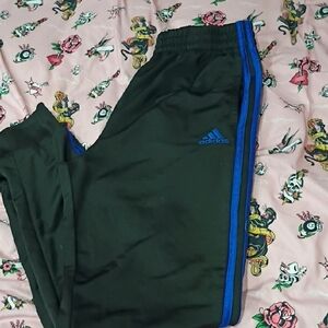 adidas Kids Black Joggers with Blue Stripes